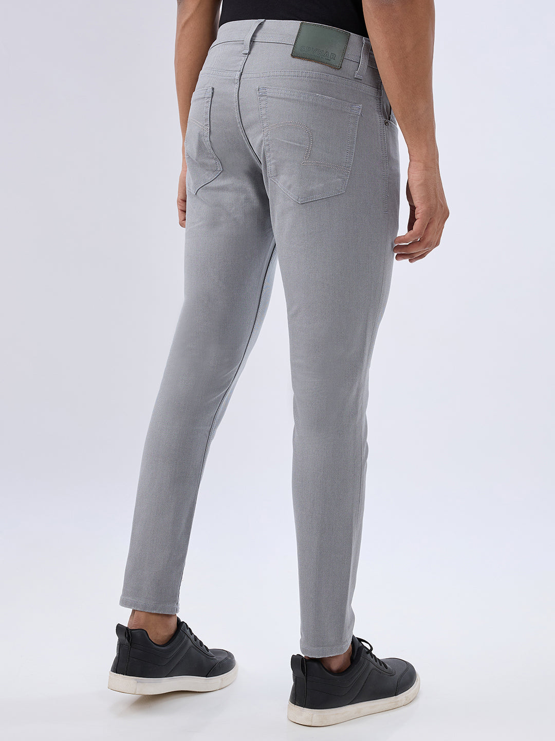 Men Kano Jeans Slim Fit Grey Mid Rise