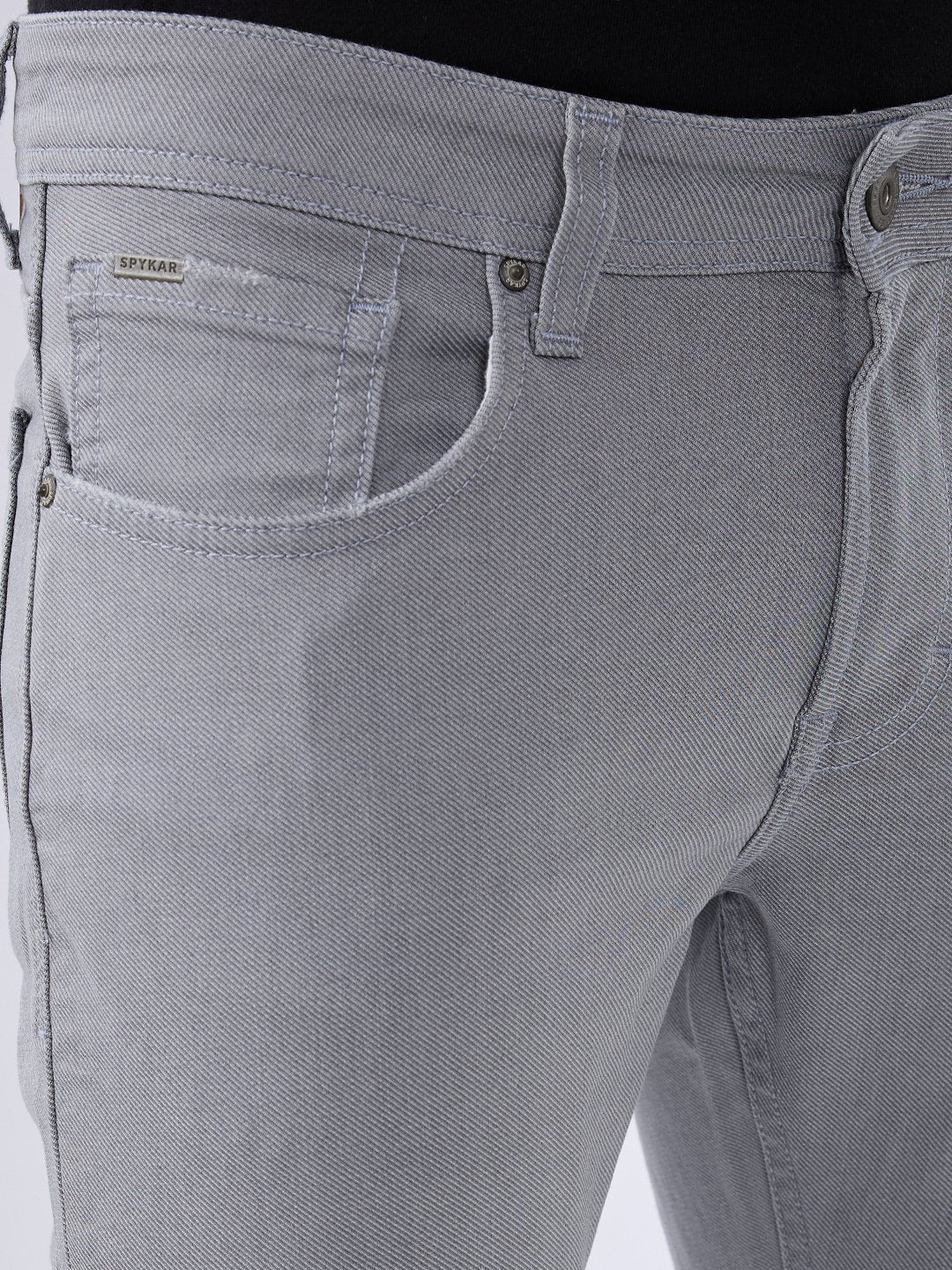 Men Kano Jeans Slim Fit Grey Mid Rise