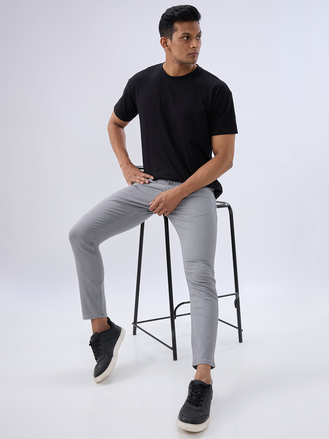 Spykar Grey Slim Fit Mid Rise Jeans For Men