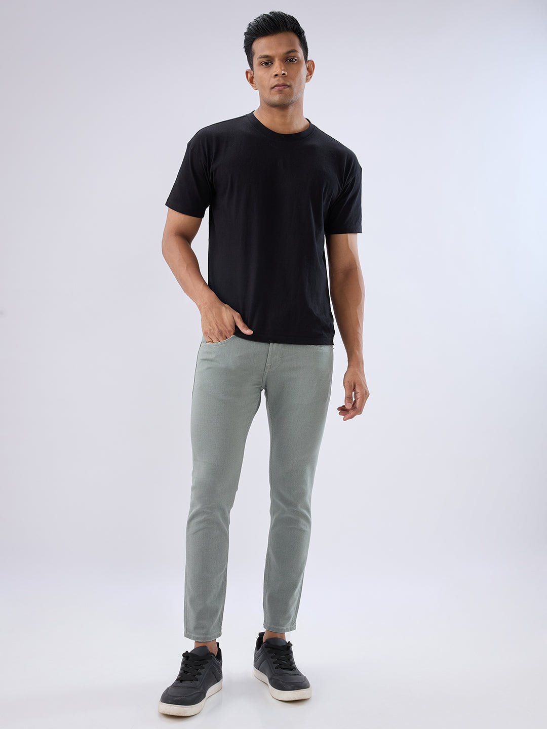 Men Kano Jeans Slim Fit Grey Mid Rise