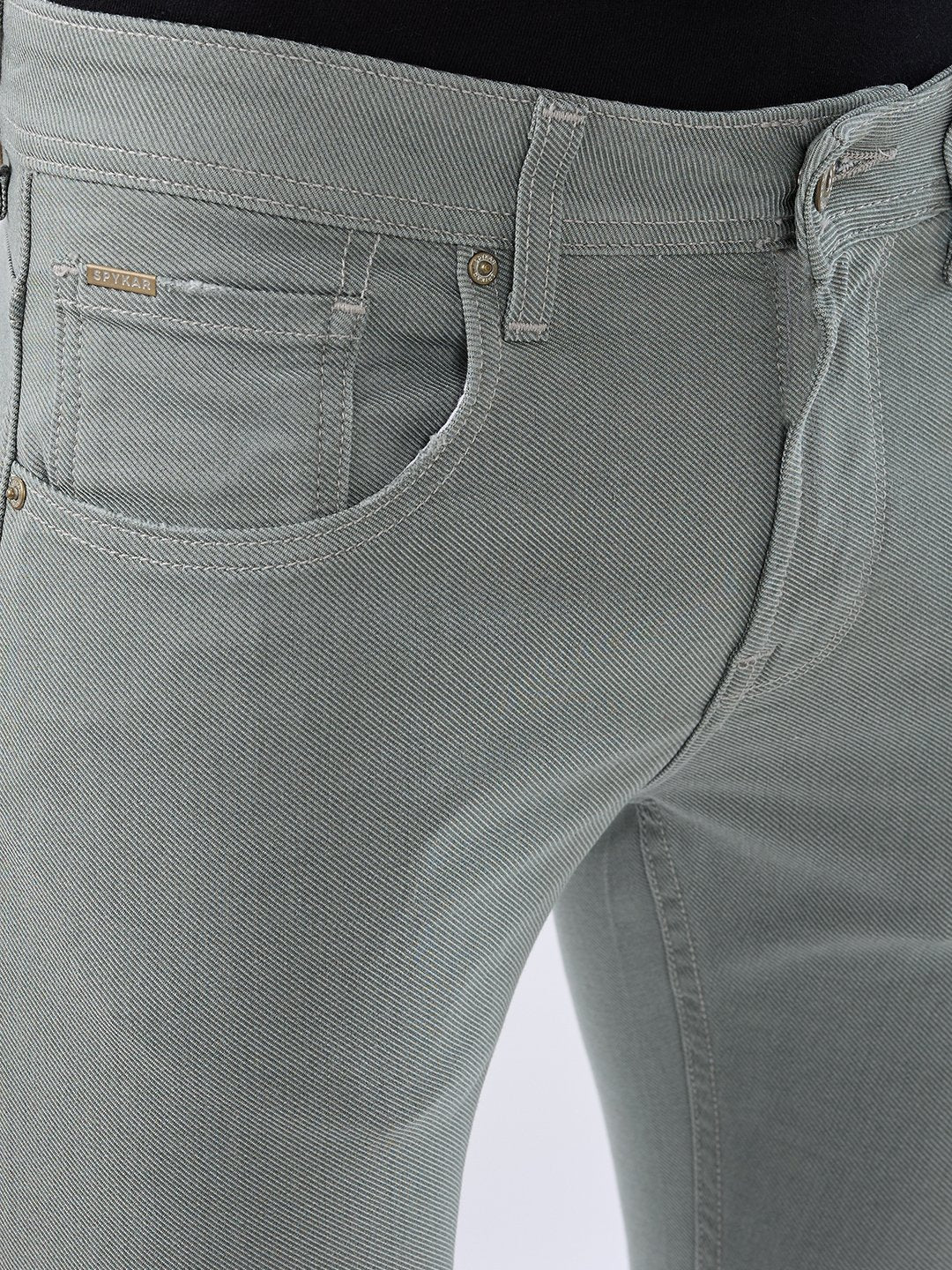 Men Kano Jeans Slim Fit Grey Mid Rise