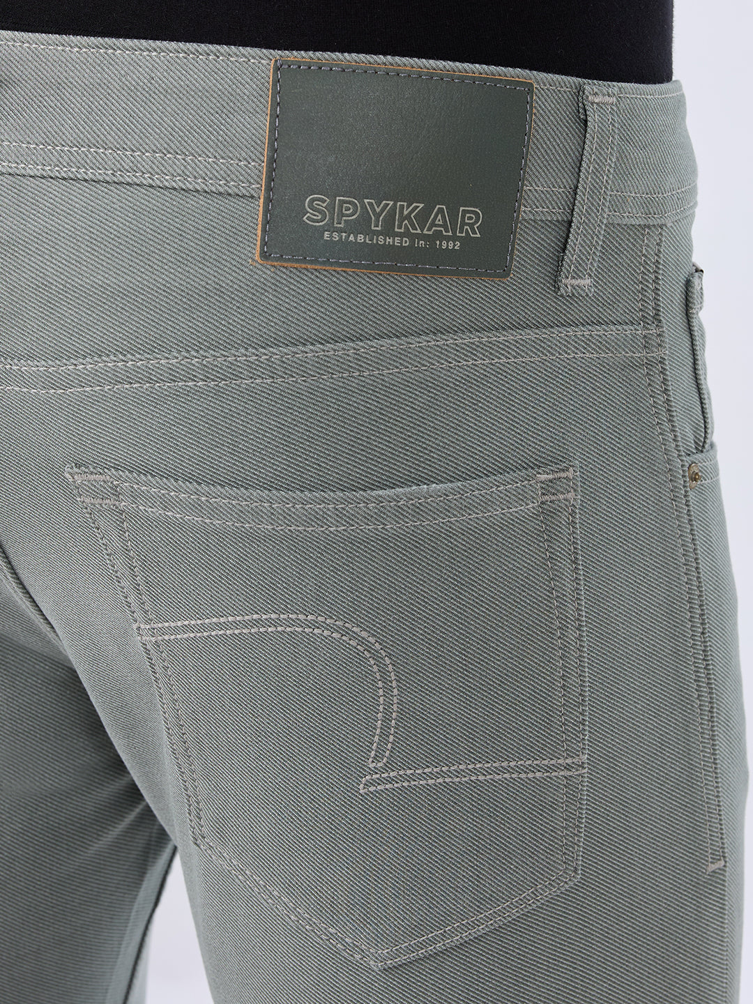 Men Kano Jeans Slim Fit Grey Mid Rise