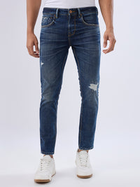 Men Kano Jeans Slim Fit Blue Mid Rise