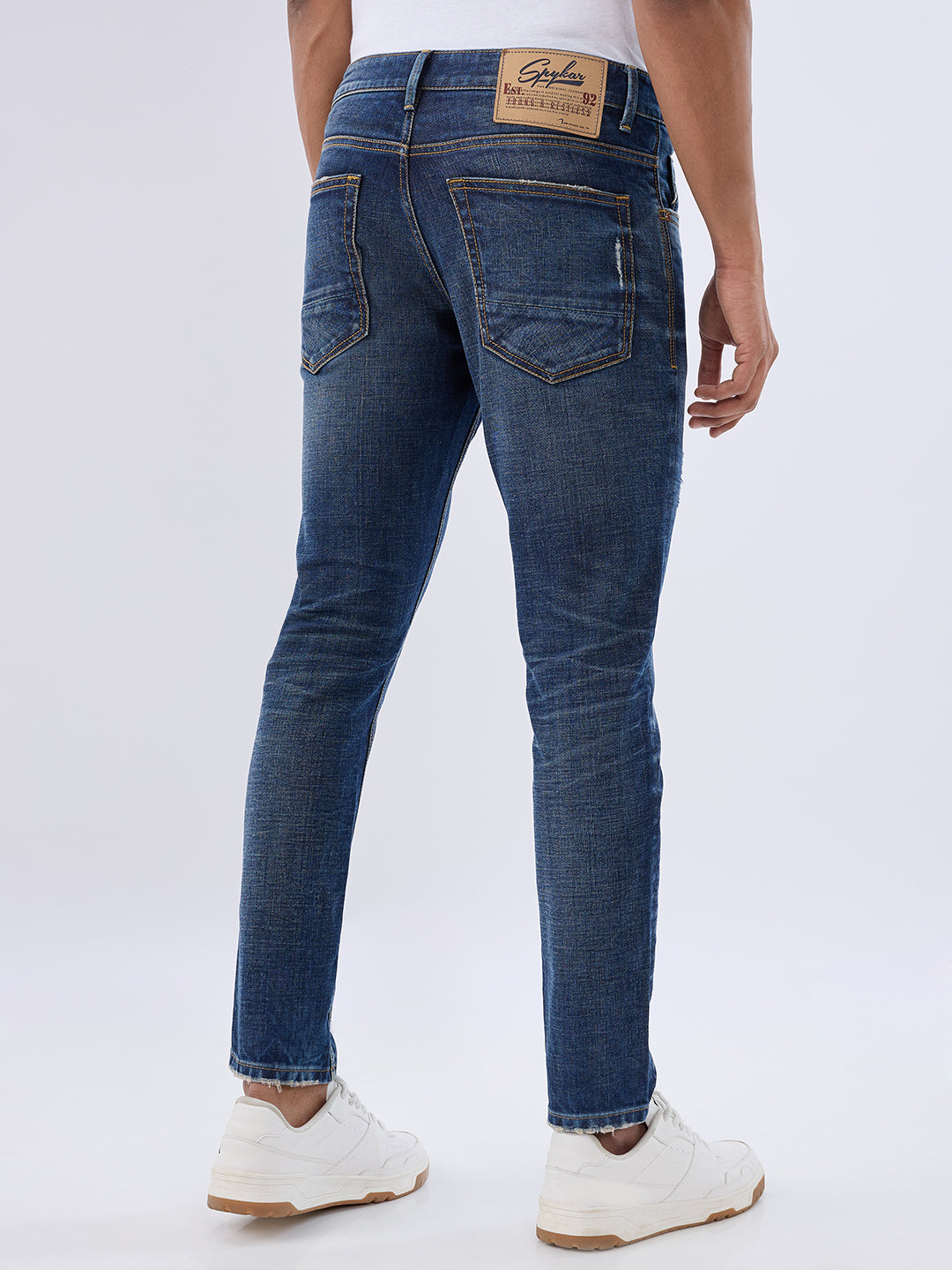 Spykar Mid Blue Slim Fit Mid Rise Jeans For Men