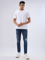 Men Kano Jeans Slim Fit Blue Mid Rise