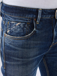 Men Kano Jeans Slim Fit Blue Mid Rise