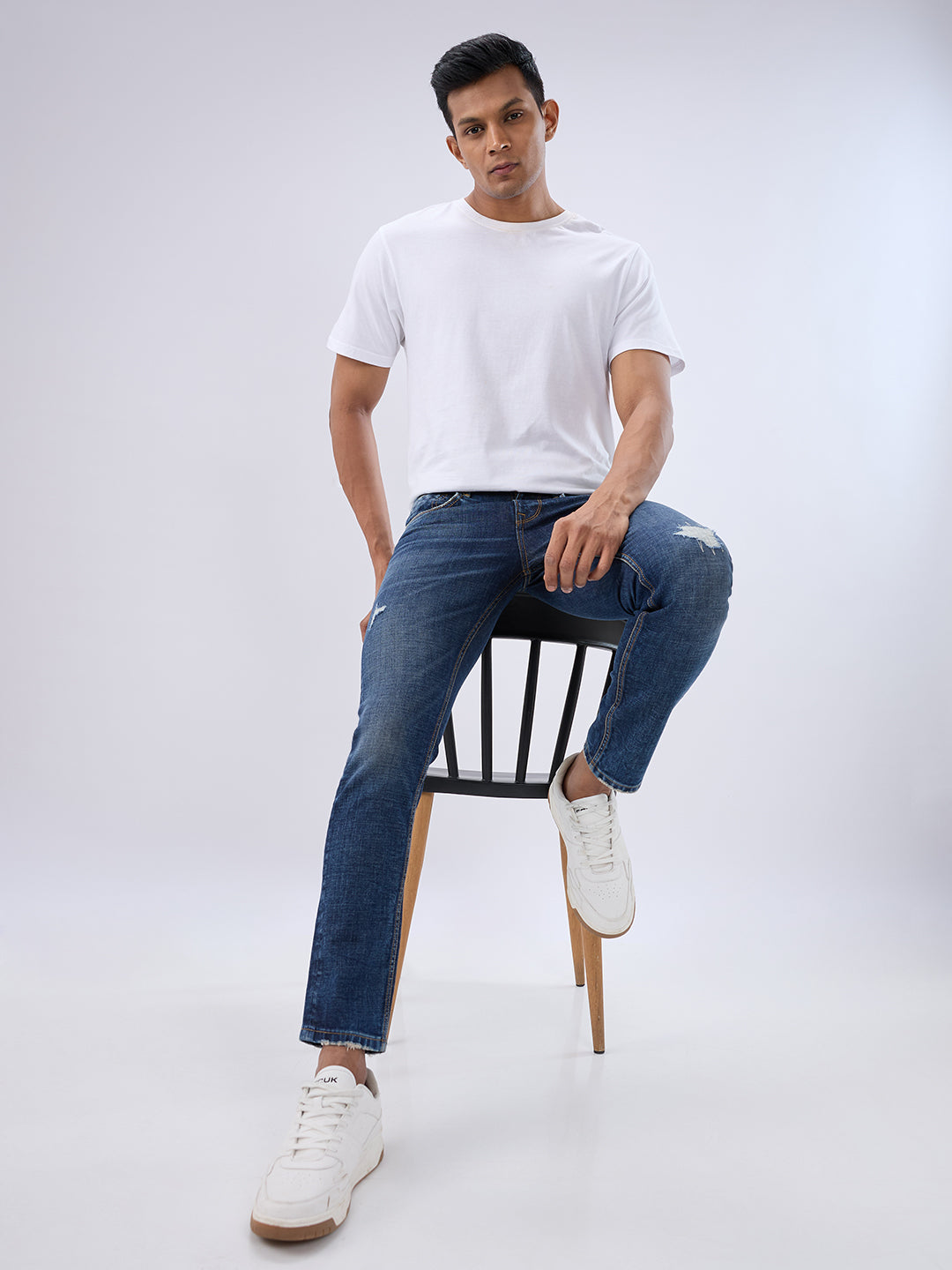 Spykar Mid Blue Slim Fit Mid Rise Jeans For Men