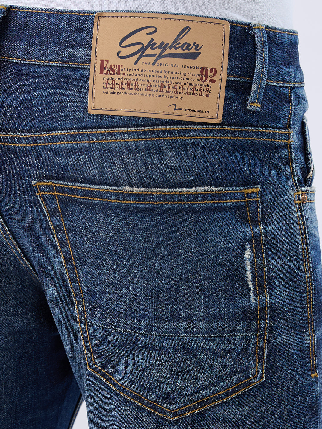 Spykar Mid Blue Slim Fit Mid Rise Jeans For Men