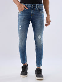 Men Kano Jeans Slim Fit Blue Mid Rise