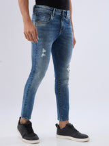 Men Kano Jeans Slim Fit Blue Mid Rise