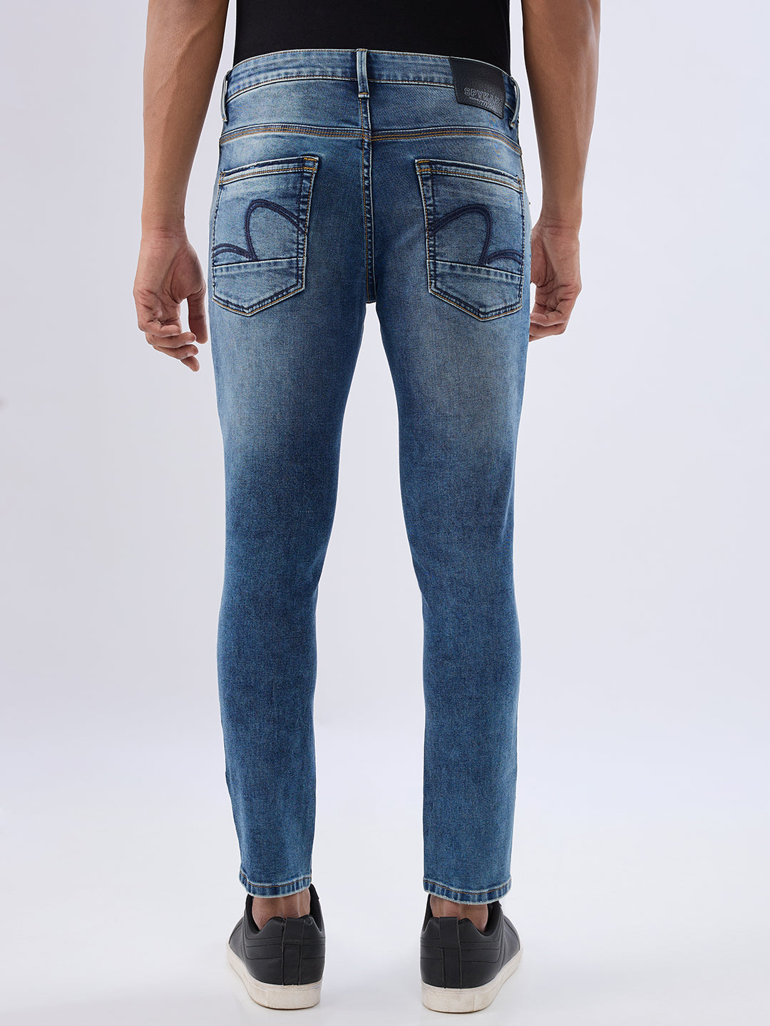Spykar Mid Blue Slim Fit Mid Rise Jeans For Men