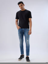 Men Kano Jeans Slim Fit Blue Mid Rise