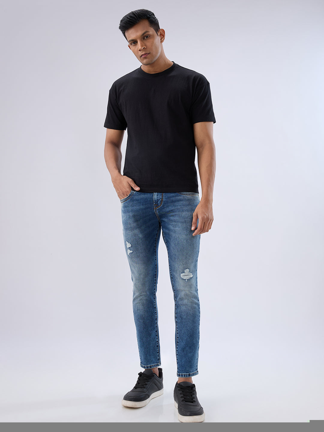 Men Kano Jeans Slim Fit Blue Mid Rise