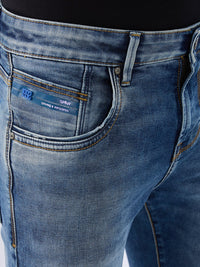 Men Kano Jeans Slim Fit Blue Mid Rise