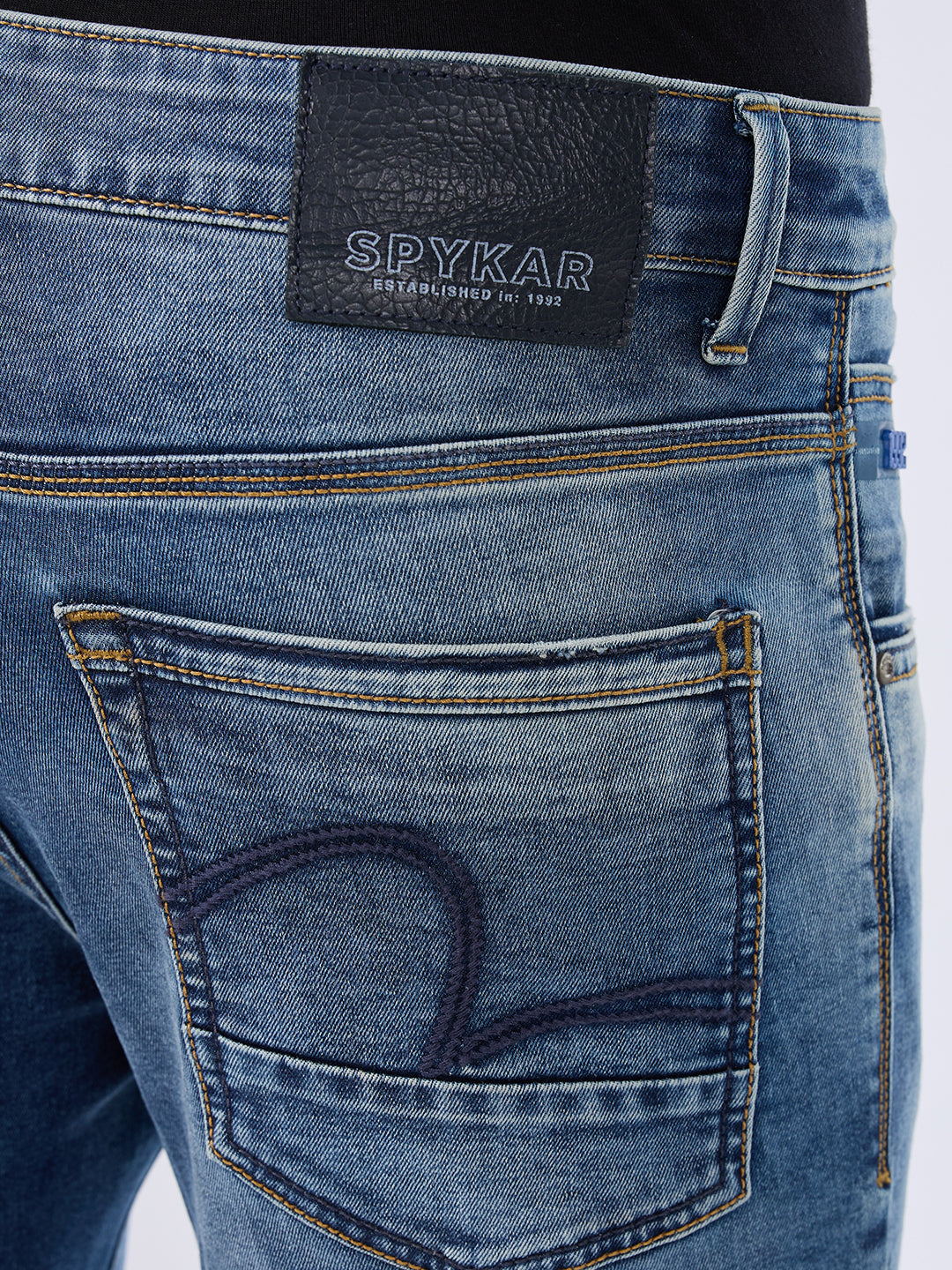 Spykar Mid Blue Slim Fit Mid Rise Jeans For Men