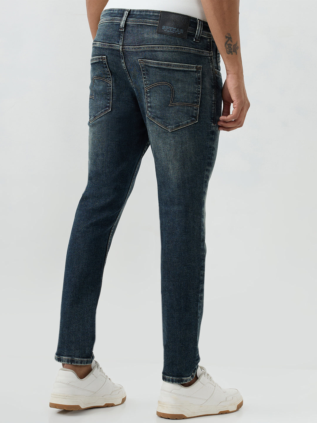 Men Kano Jeans Slim Fit Blue Mid Rise