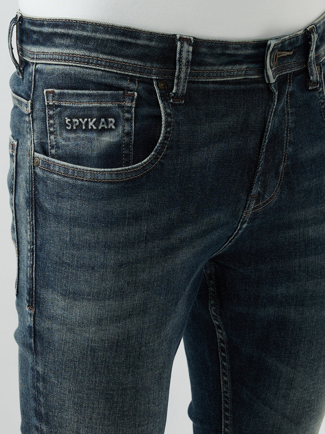 Men Kano Jeans Slim Fit Blue Mid Rise
