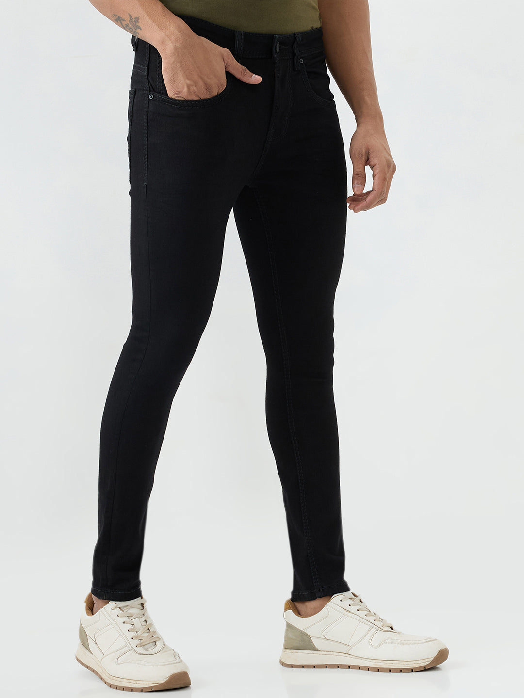 Men Jeans Slim Fit Black Mid Rise