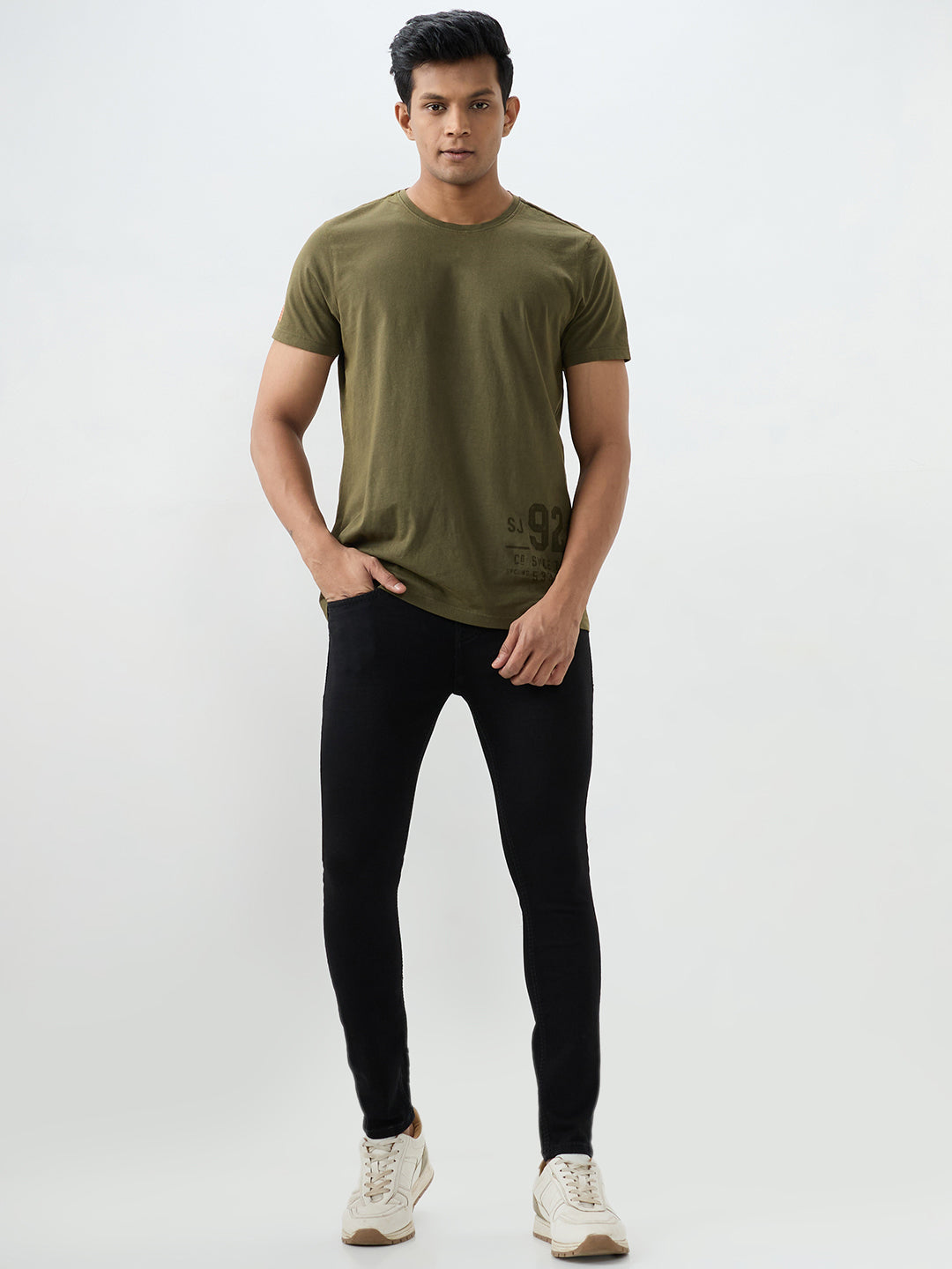 Men Kano Jeans Slim Fit Black Mid Rise