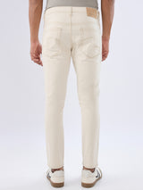 Men Kano Jeans Slim Fit Beige Mid Rise