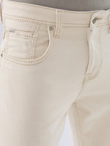 Men Kano Jeans Slim Fit Beige Mid Rise