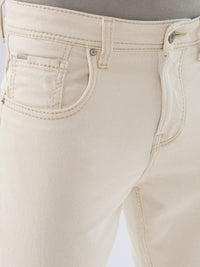 Men Kano Jeans Slim Fit Beige Mid Rise