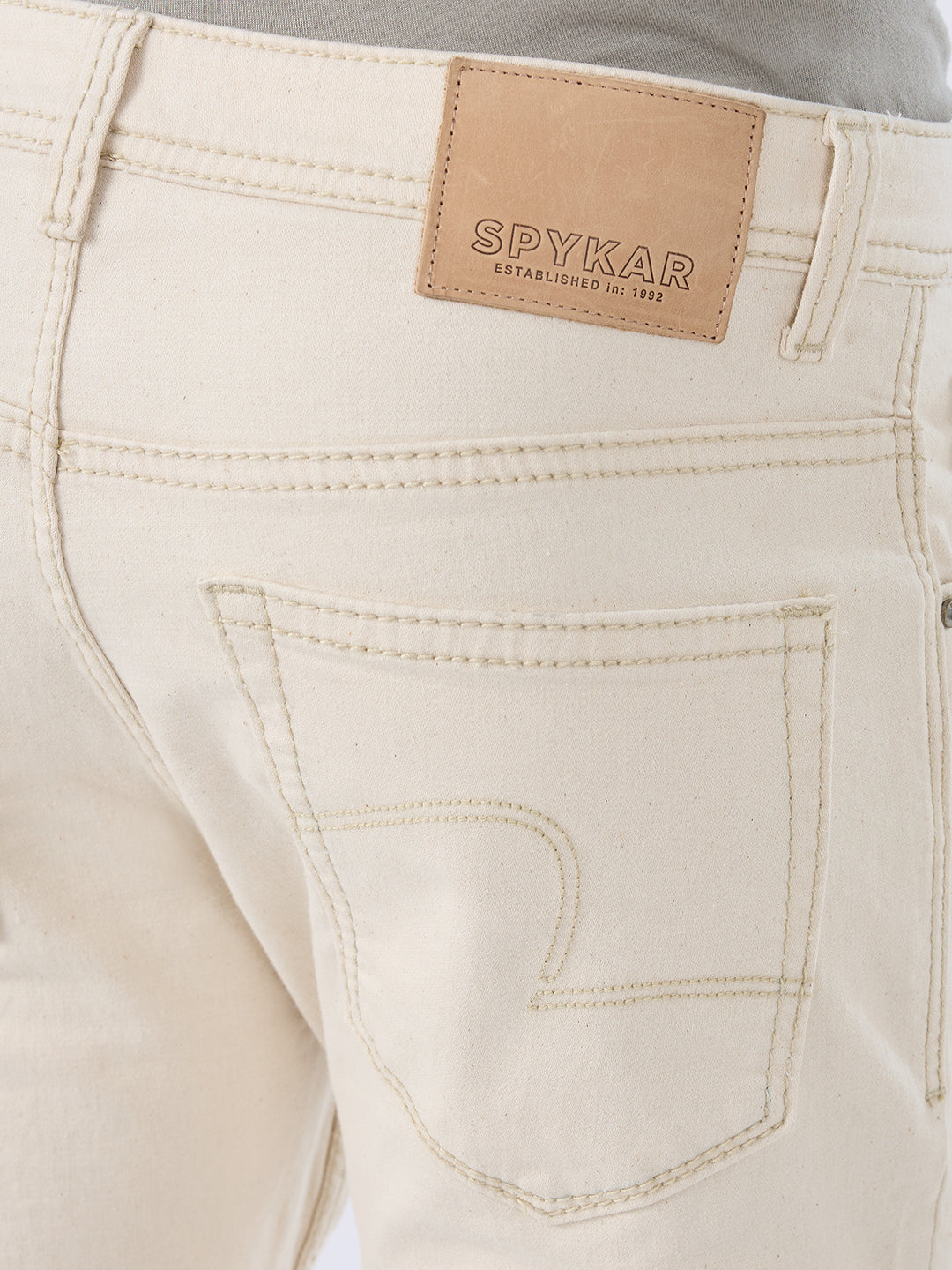 Men Kano Jeans Slim Fit Beige Mid Rise