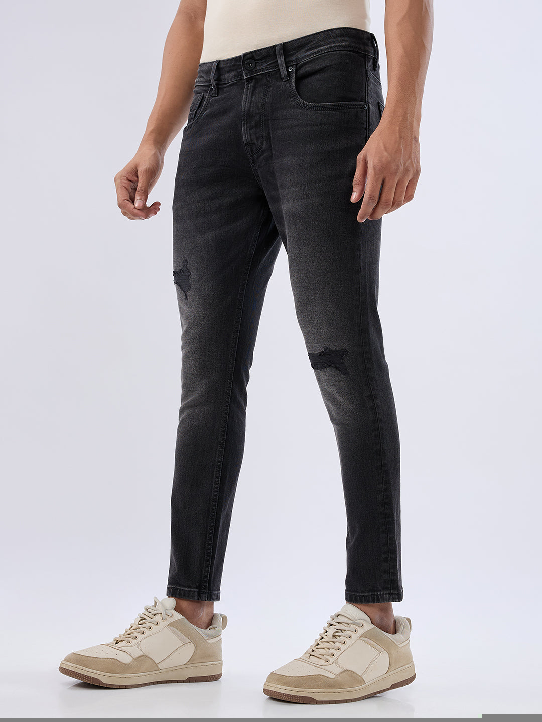 Spykar Black Slim Fit Mid Rise Jeans For Men