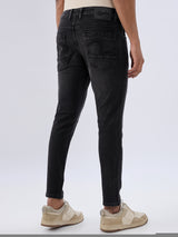 Men Kano Jeans Slim Fit Black Mid Rise