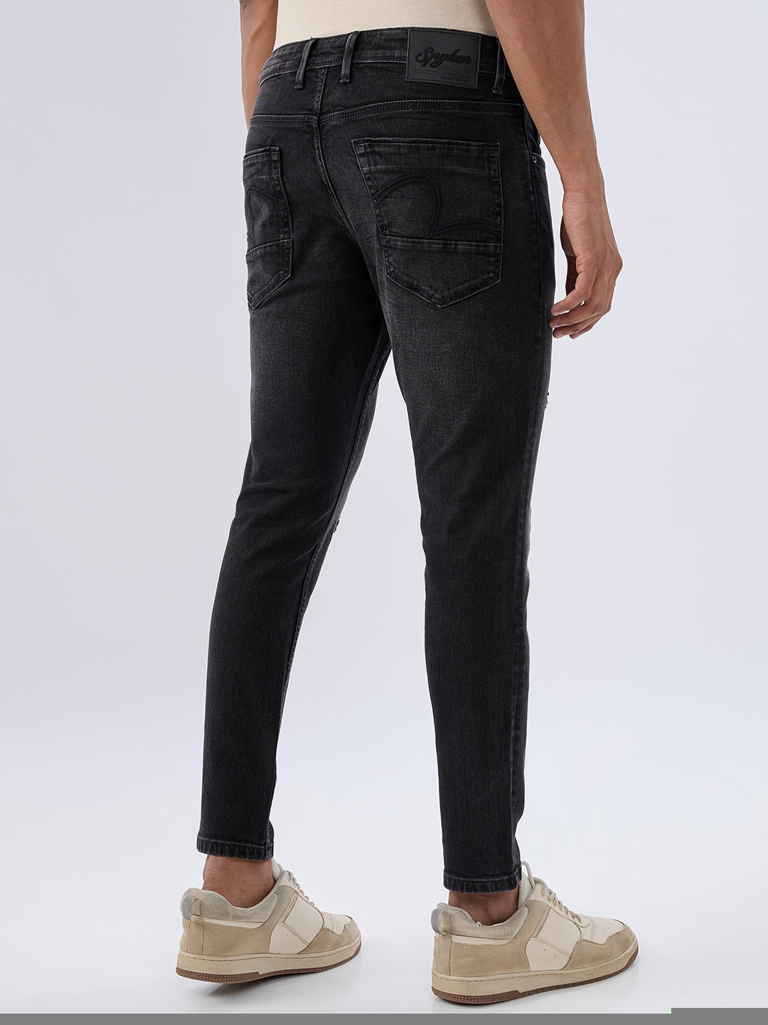 Men Kano Jeans Slim Fit Black Mid Rise
