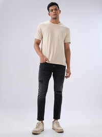 Men Kano Jeans Slim Fit Black Mid Rise