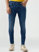 Men Kano Jeans Slim Fit Blue Mid Rise