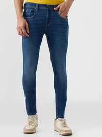 Men Kano Jeans Slim Fit Blue Mid Rise