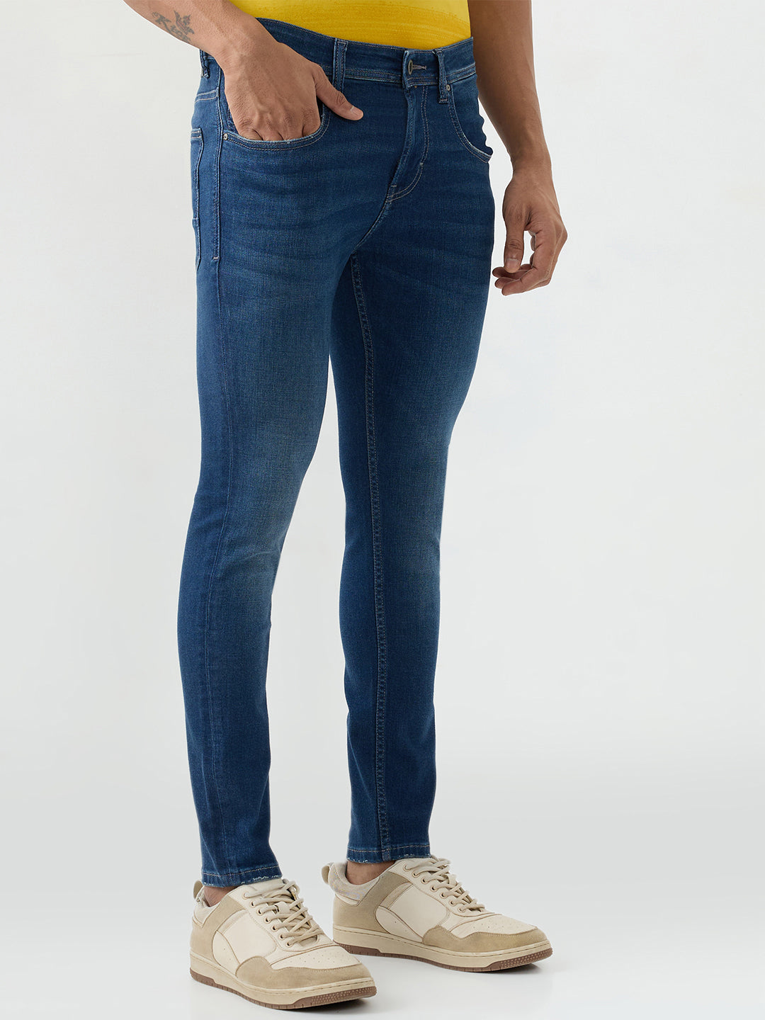 Spykar Mid Blue Slim Fit Mid Rise Jeans For Men