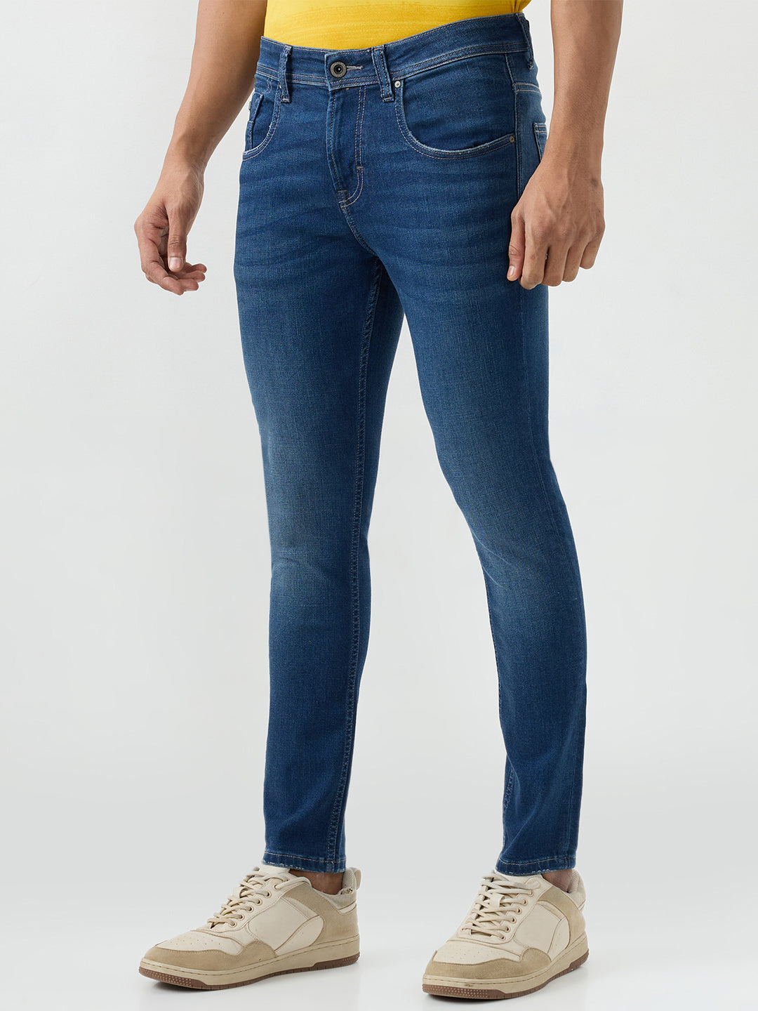 Men Kano Jeans Slim Fit Blue Mid Rise