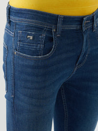 Men Kano Jeans Slim Fit Blue Mid Rise
