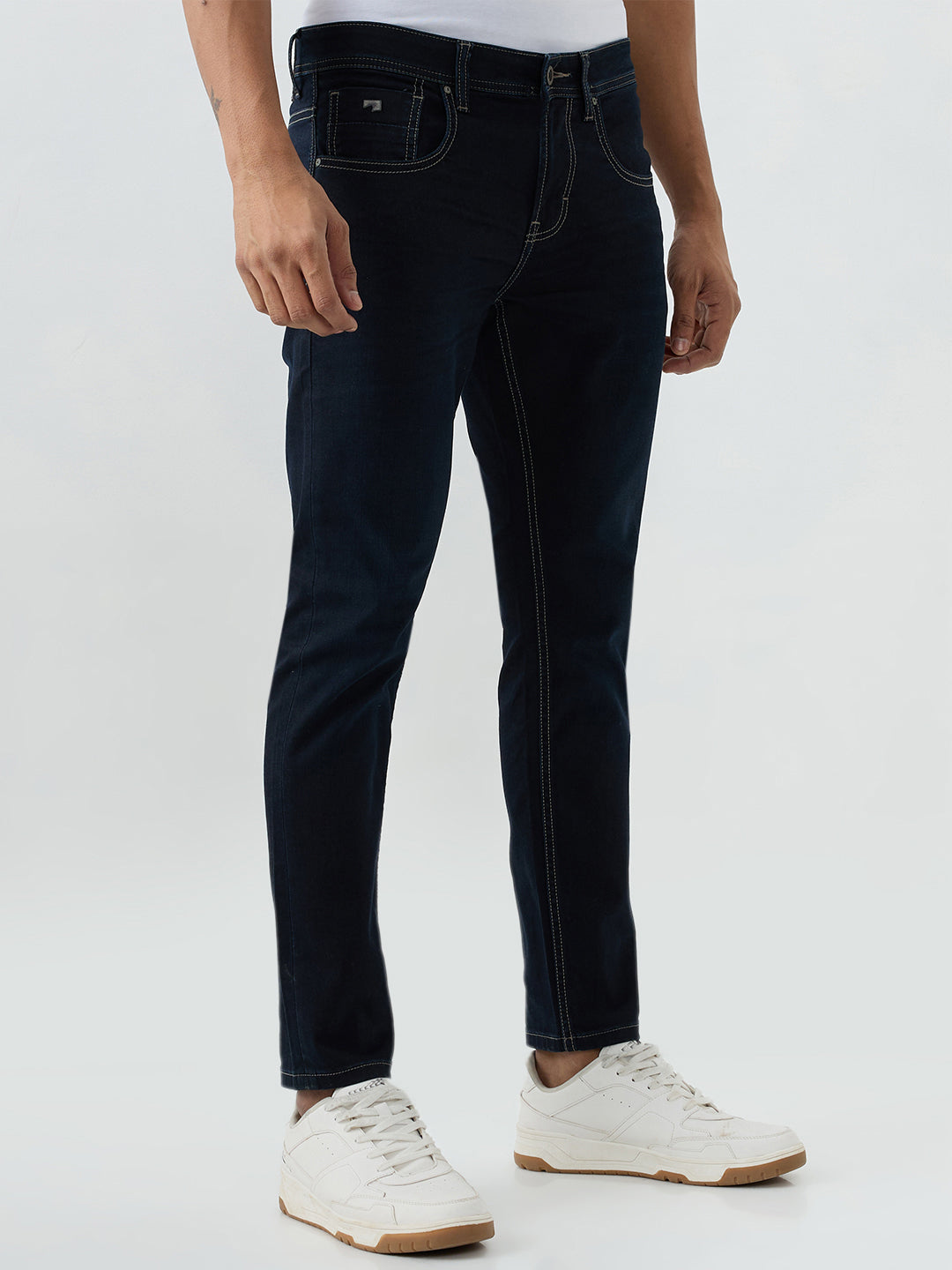 Men Kano Jeans Slim Fit Blue Mid Rise