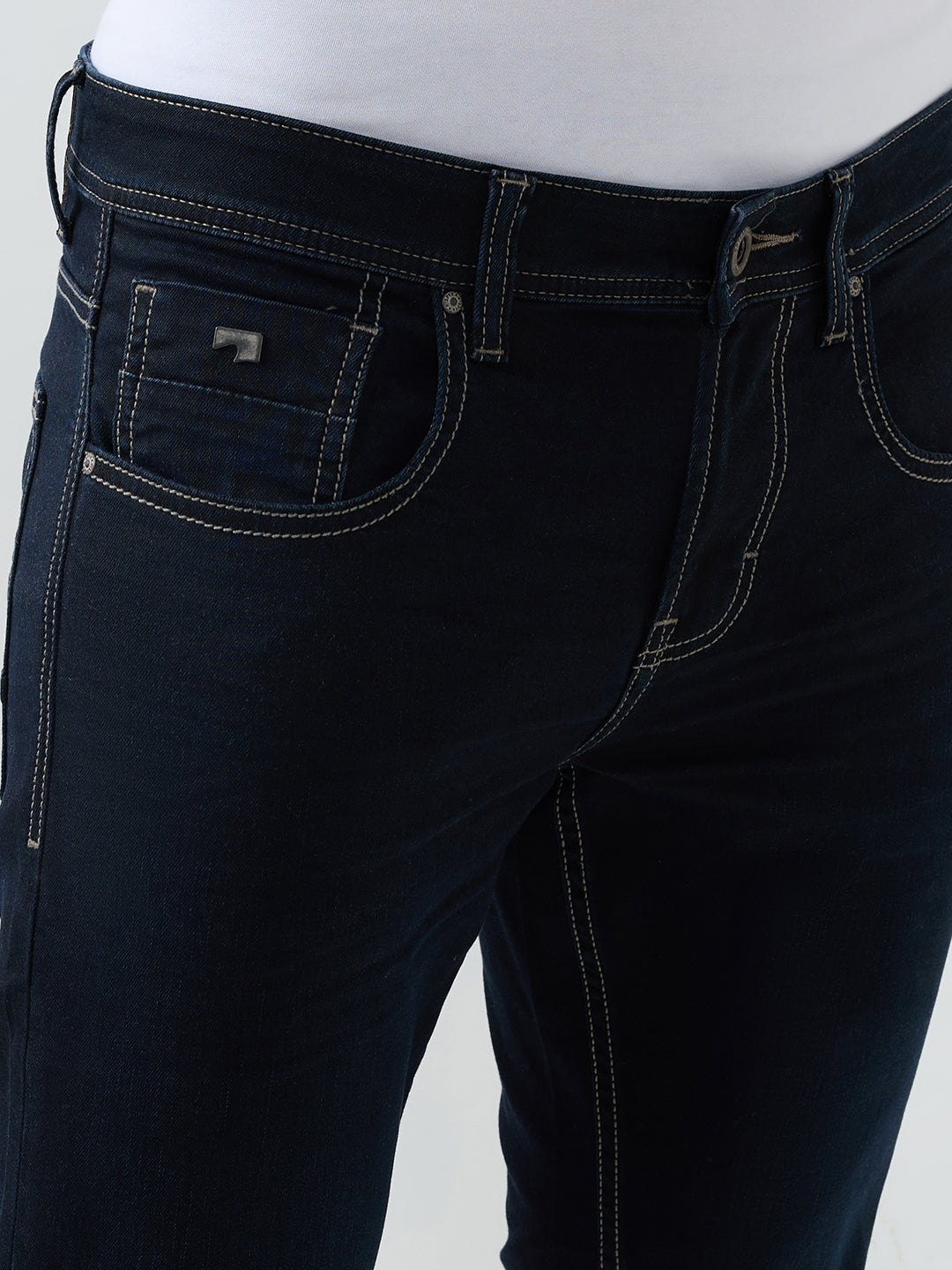 Men Kano Jeans Slim Fit Blue Mid Rise