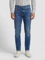 Men Kano Jeans Slim Fit Mid Blue Mid Rise