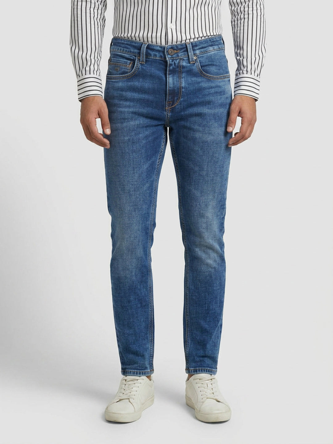 Men Kano Jeans Slim Fit Mid Blue Mid Rise