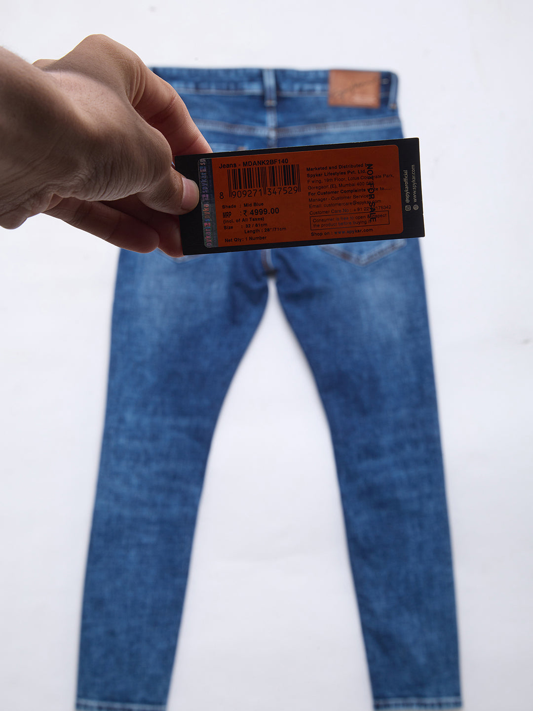 Men Kano Jeans Slim Fit Mid Blue Mid Rise