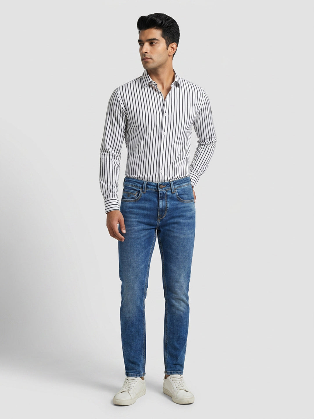 Men Kano Jeans Slim Fit Mid Blue Mid Rise