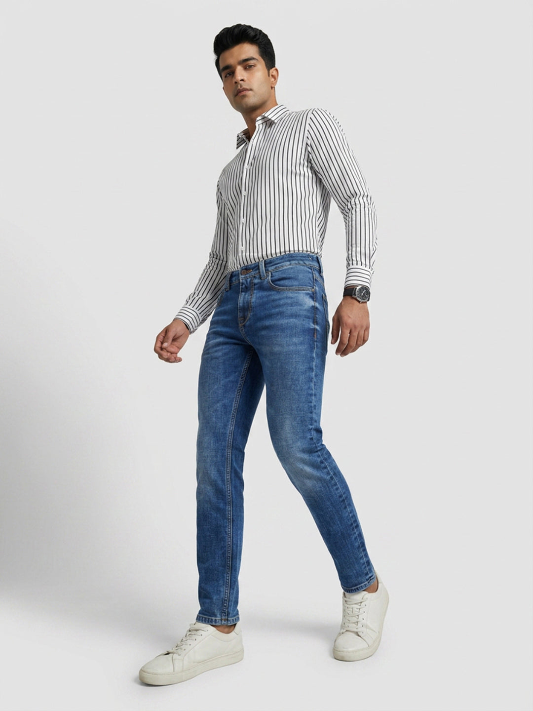 Men Kano Jeans Slim Fit Mid Blue Mid Rise