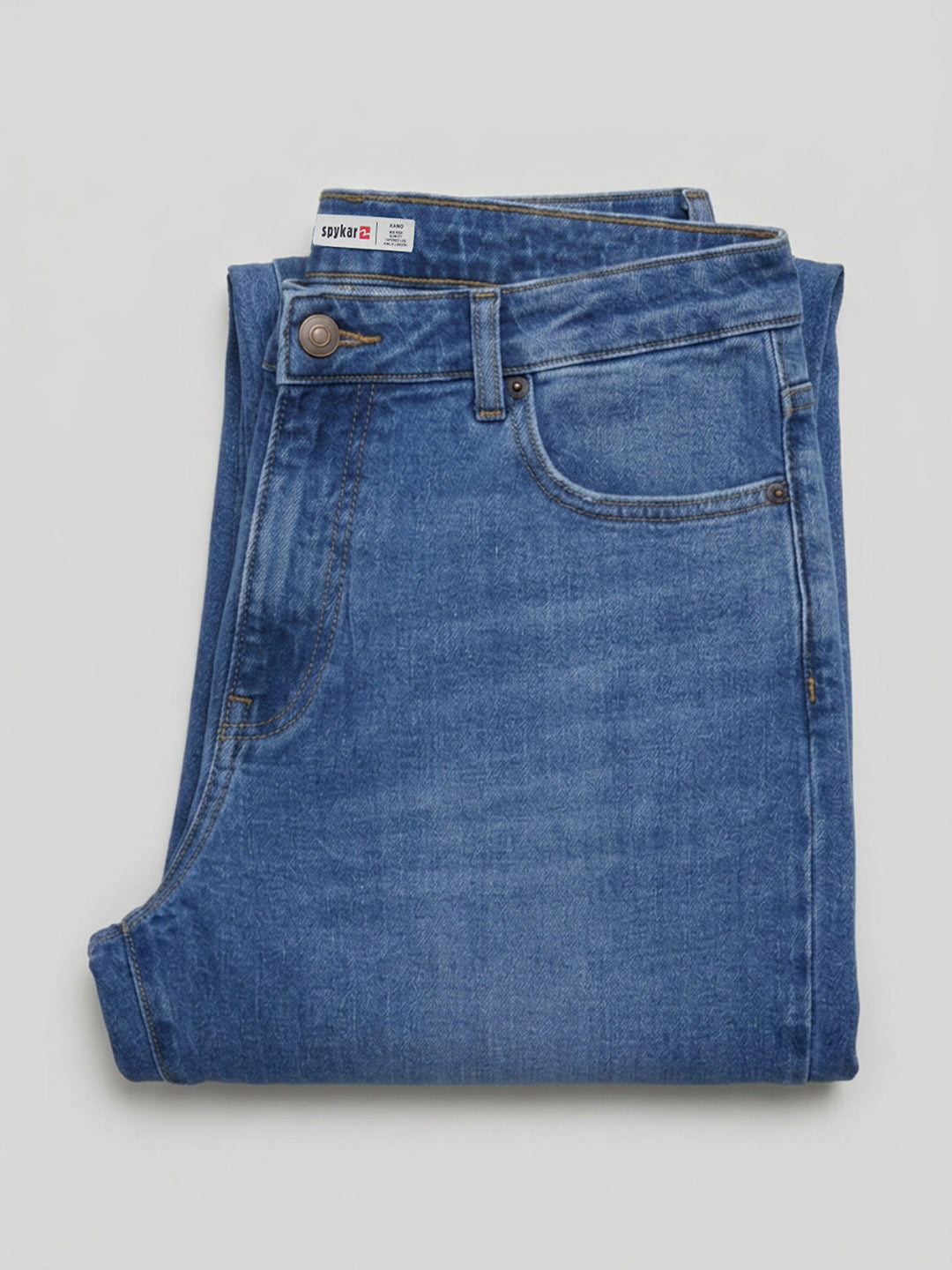 Men Kano Jeans Slim Fit Mid Blue Mid Rise