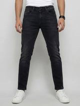 Men Kano Jeans Slim Fit Black Mid Rise