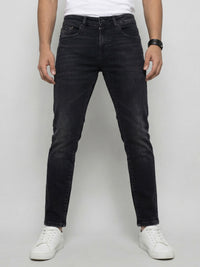 Men Kano Jeans Slim Fit Black Mid Rise