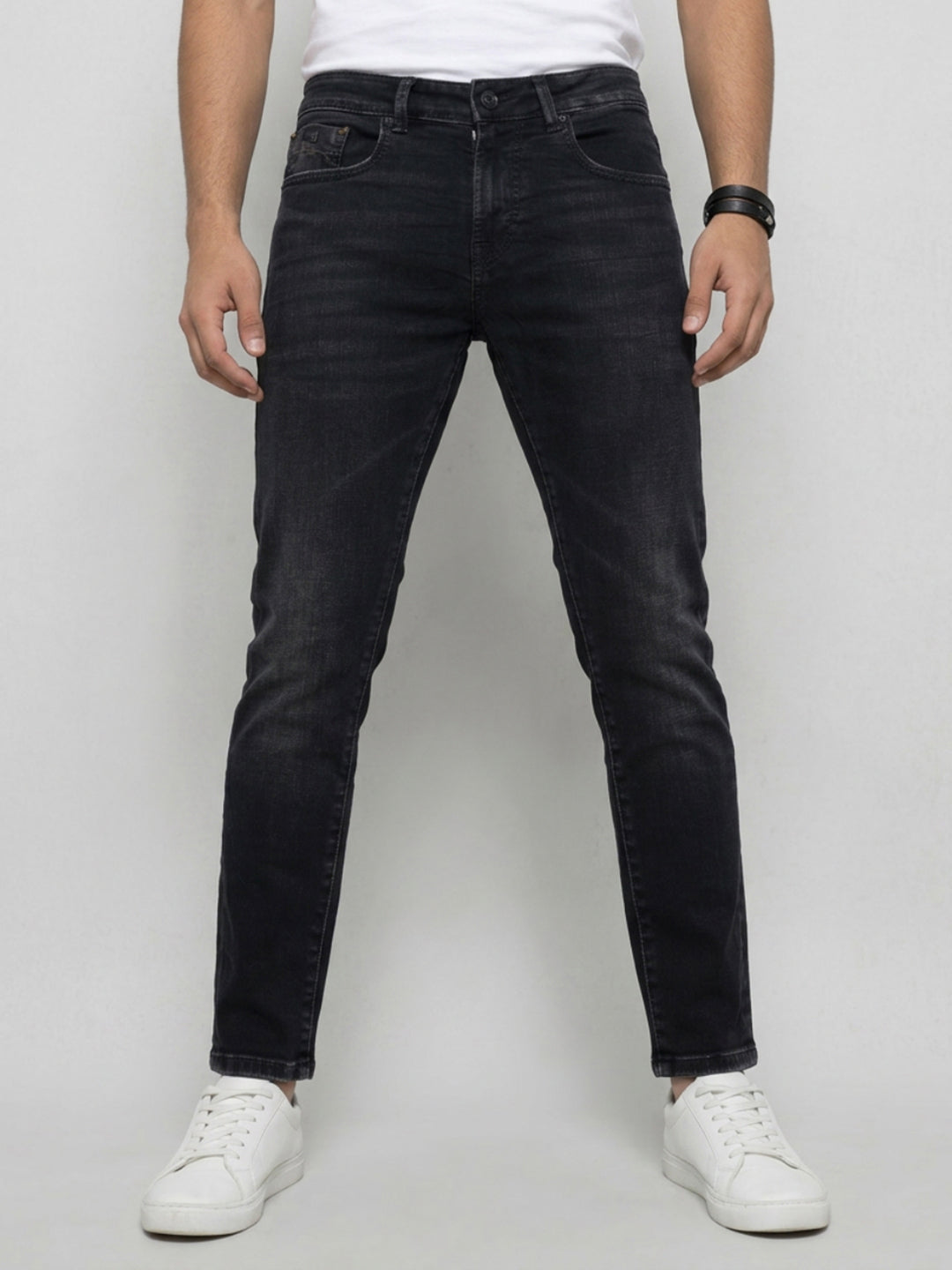 Men Kano Jeans Slim Fit Black Mid Rise