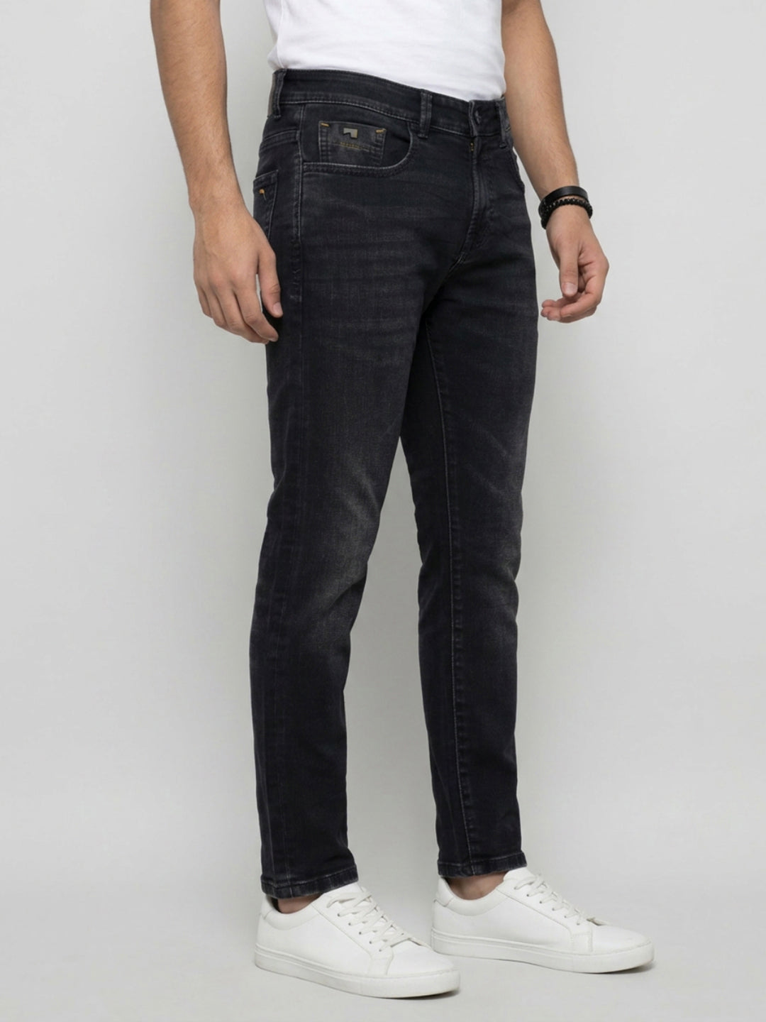 Men Kano Jeans Slim Fit Black Mid Rise