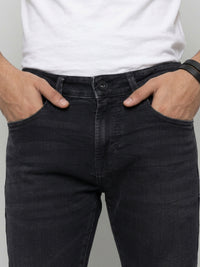 Men Kano Jeans Slim Fit Black Mid Rise