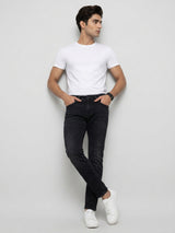 Men Kano Jeans Slim Fit Black Mid Rise